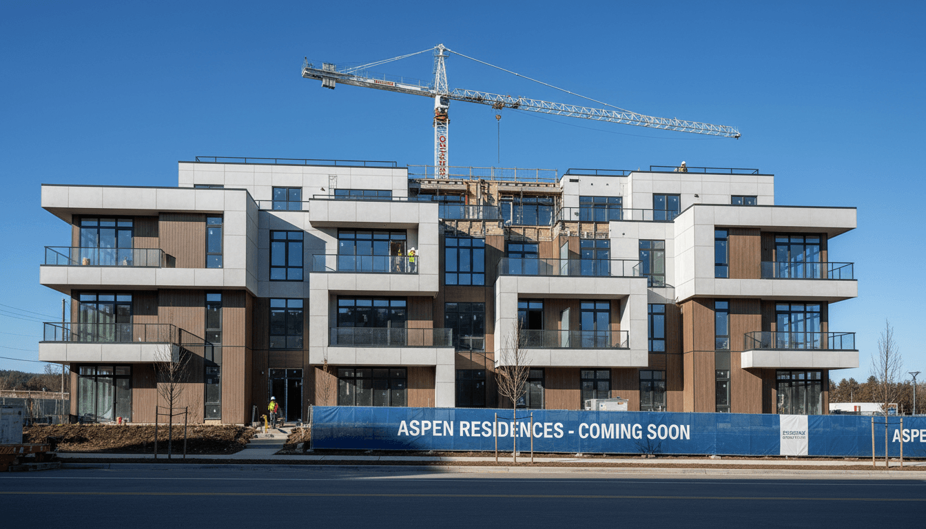 Modern residential construction project under clear sky