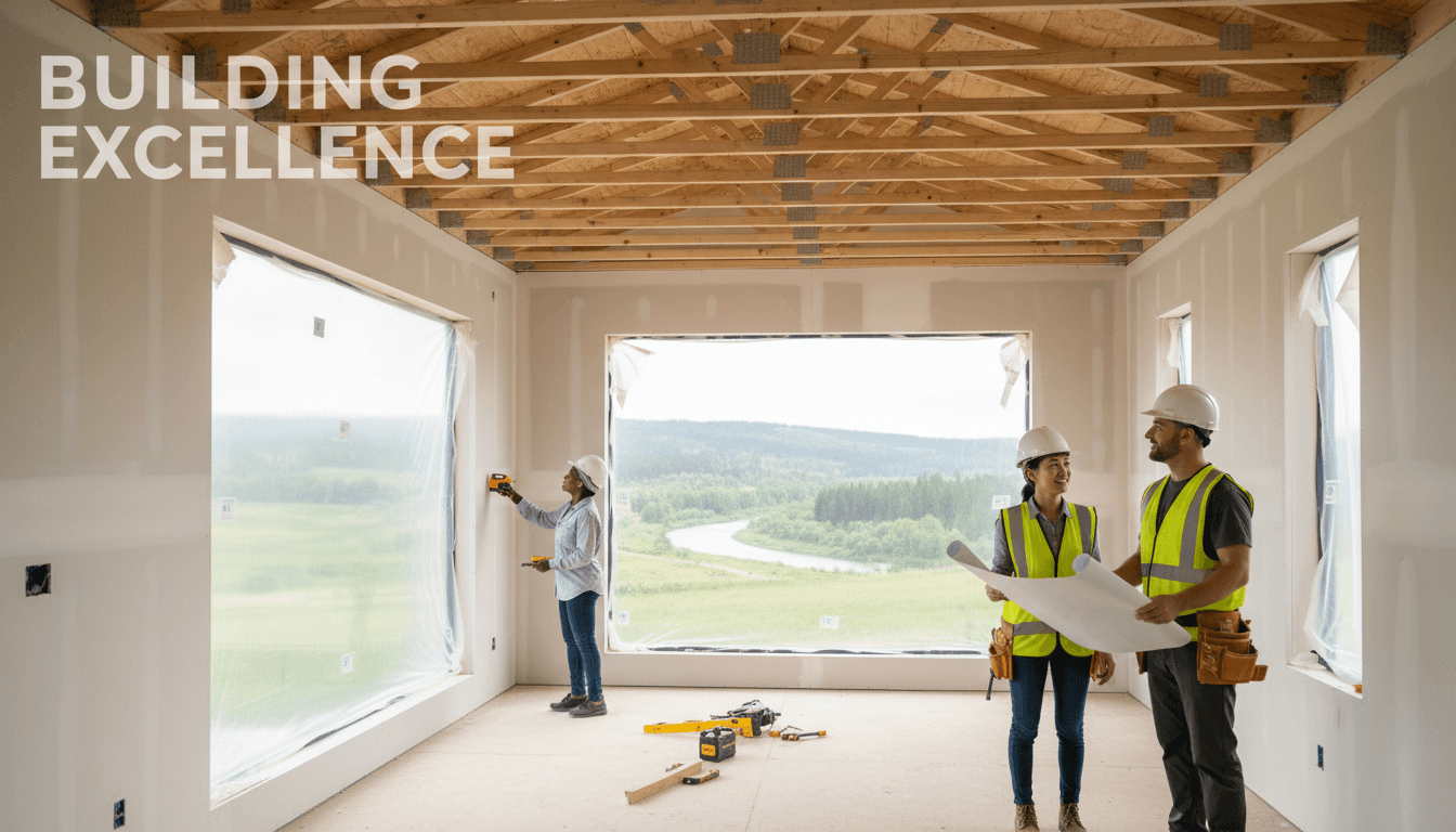 Construction team framing a new residential home with precision and expertise